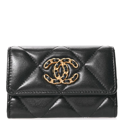 Chanel Lambskin Quilted Chanel 19 Flap Card Holder Black 1 of 9