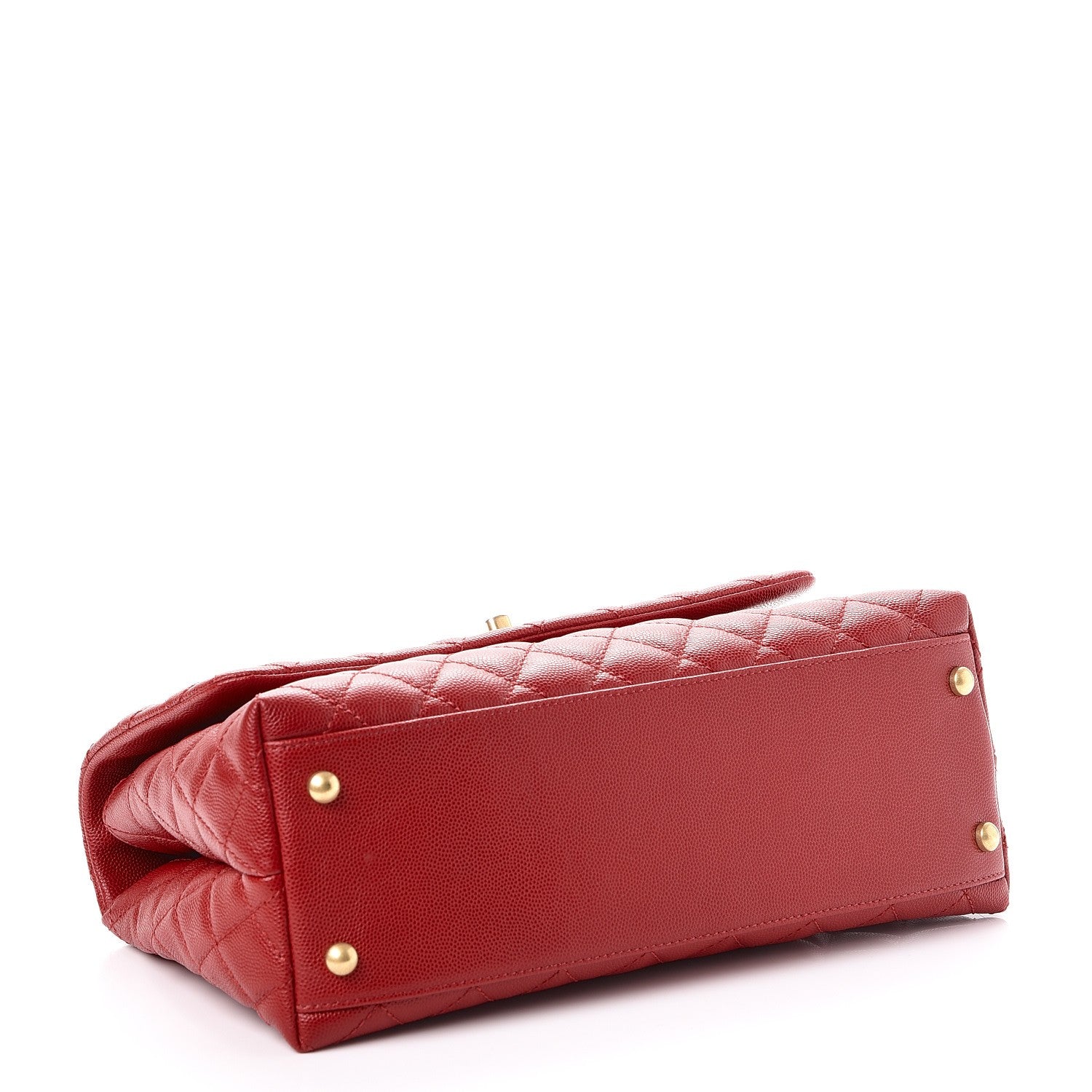 Chanel Caviar Quilted Small Coco Handle Flap Red 4 of 8
