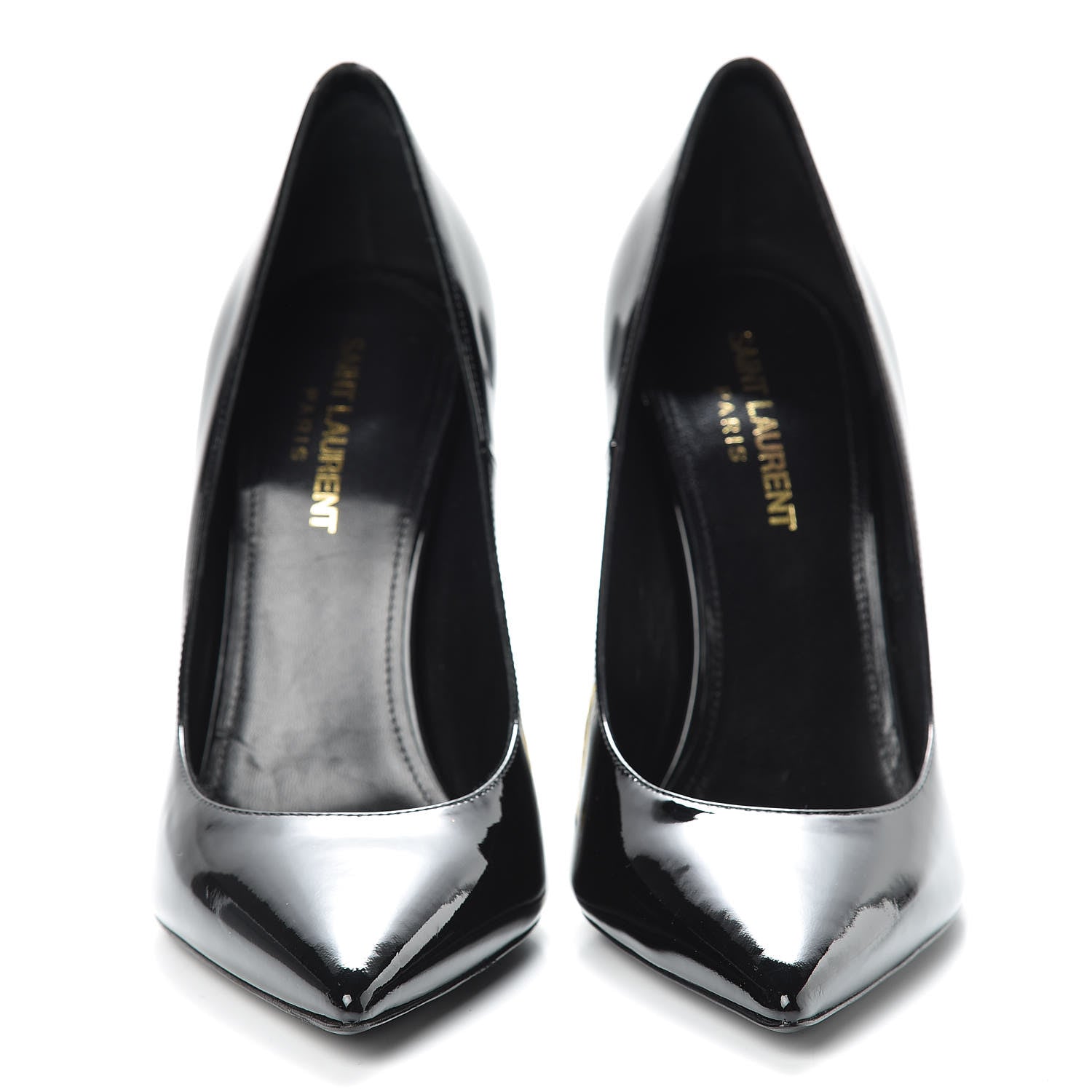 Saint Laurent Patent Calfskin Opyum 110 Pumps 38 Black Gold 2 of 8