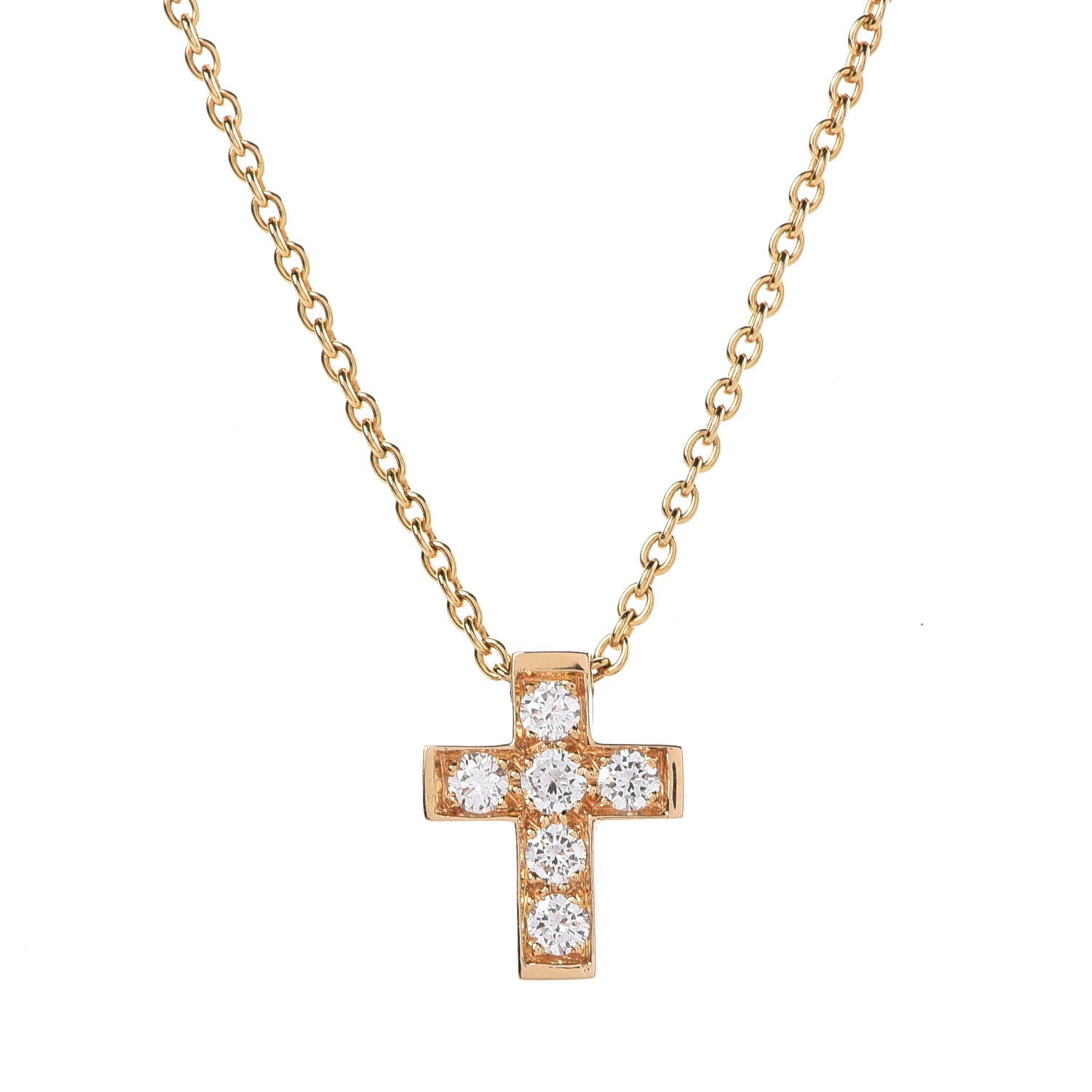 Van Cleef & Arpels 18K Yellow Gold Diamond Cross Pendant Necklace 4 of 6