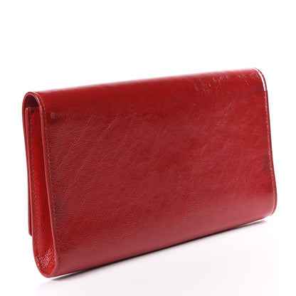 Saint Laurent Textured Patent Monogram Large Belle De Jour Clutch Red 2 of 9