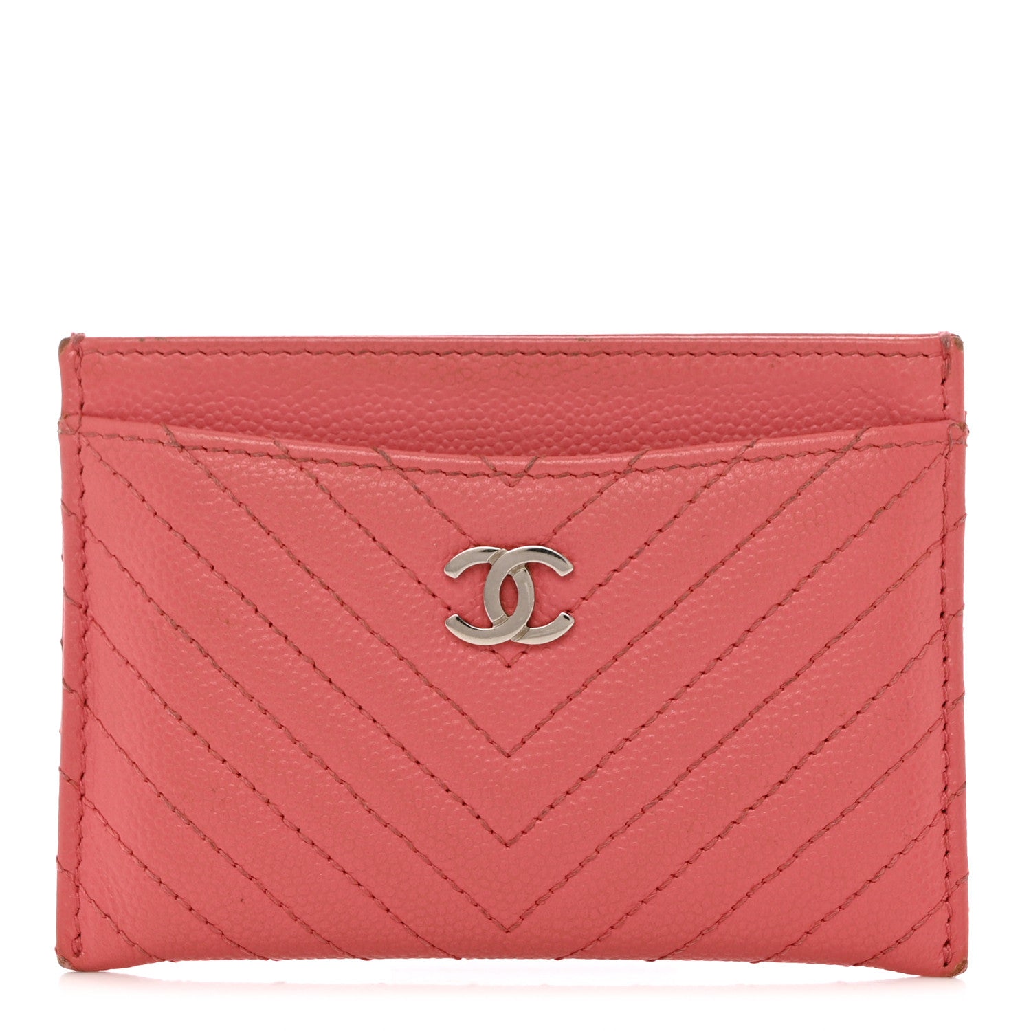 Chanel Caviar Chevron Quilted Card Holder Pink 1 of 14
