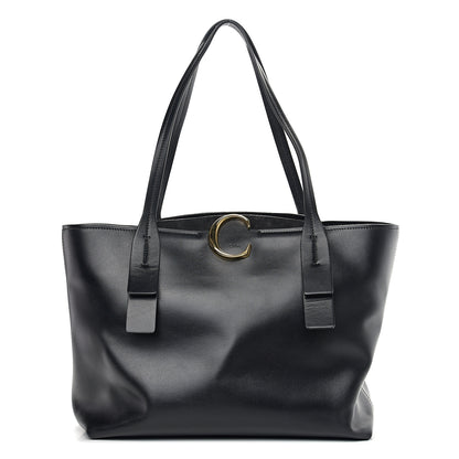 Chloe Shiny Calfskin Suede Medium C Zipped Tote Black 1 of 8