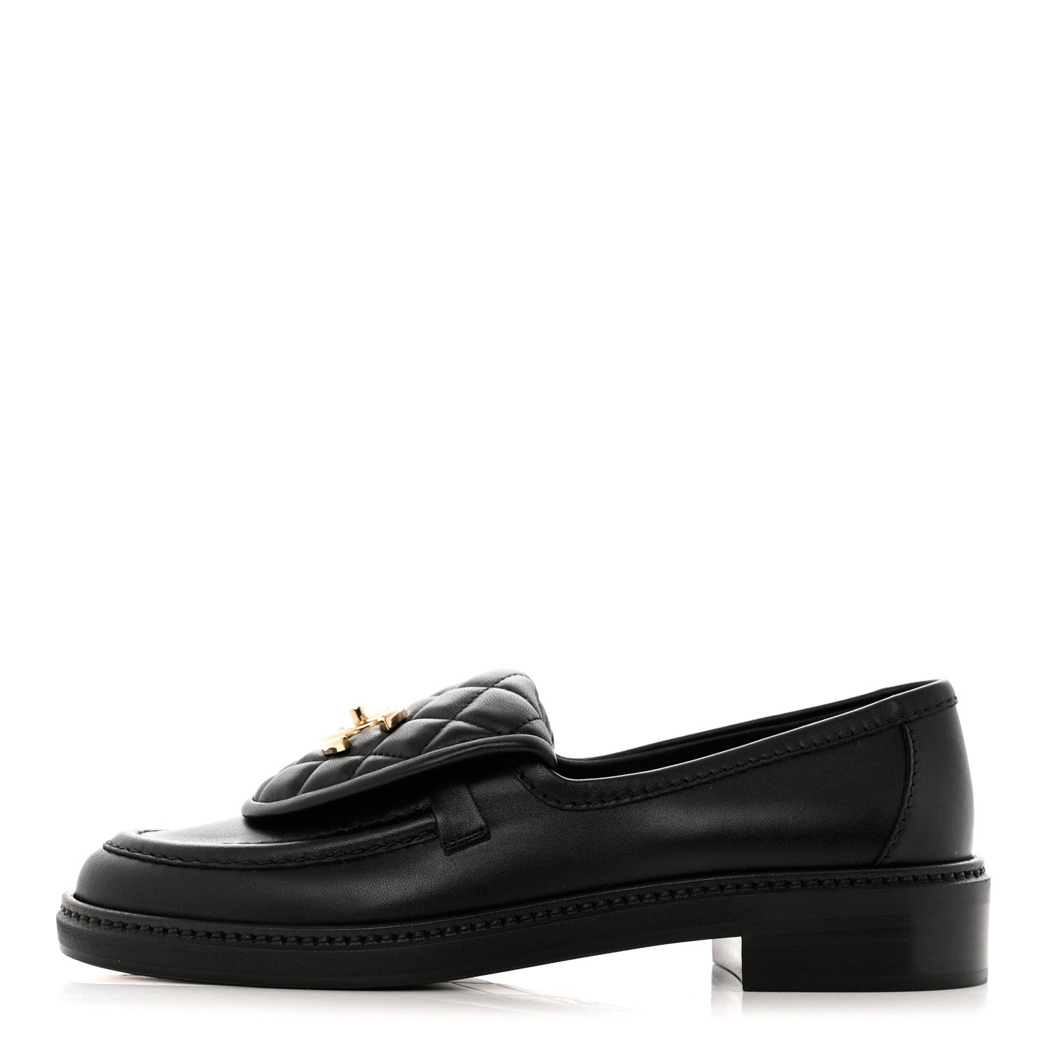 Chanel Lambskin Quilted CC Turnlock Loafers 36.5 Black 1 of 9