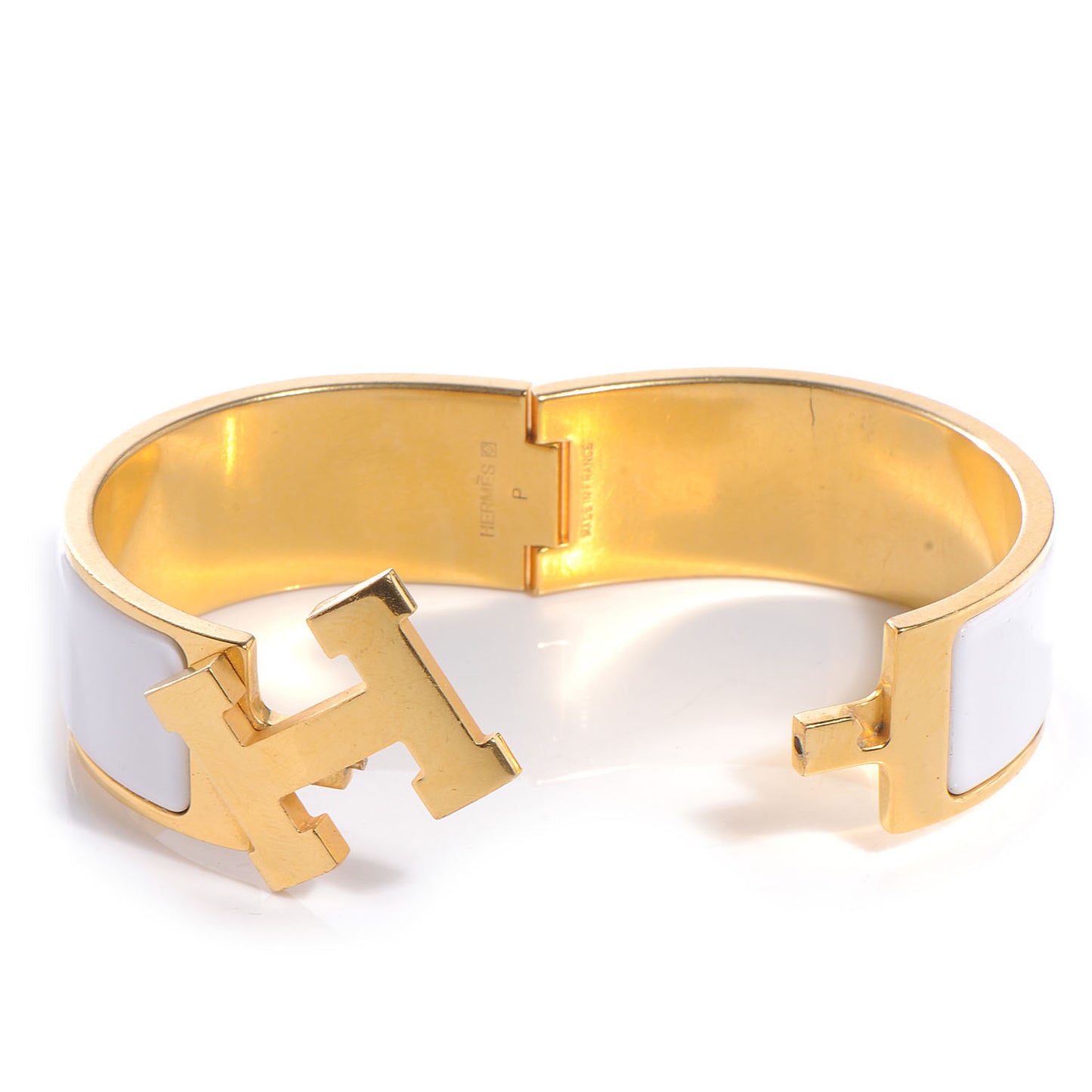 Enamel Wide Clic Clac H Bracelet PM White