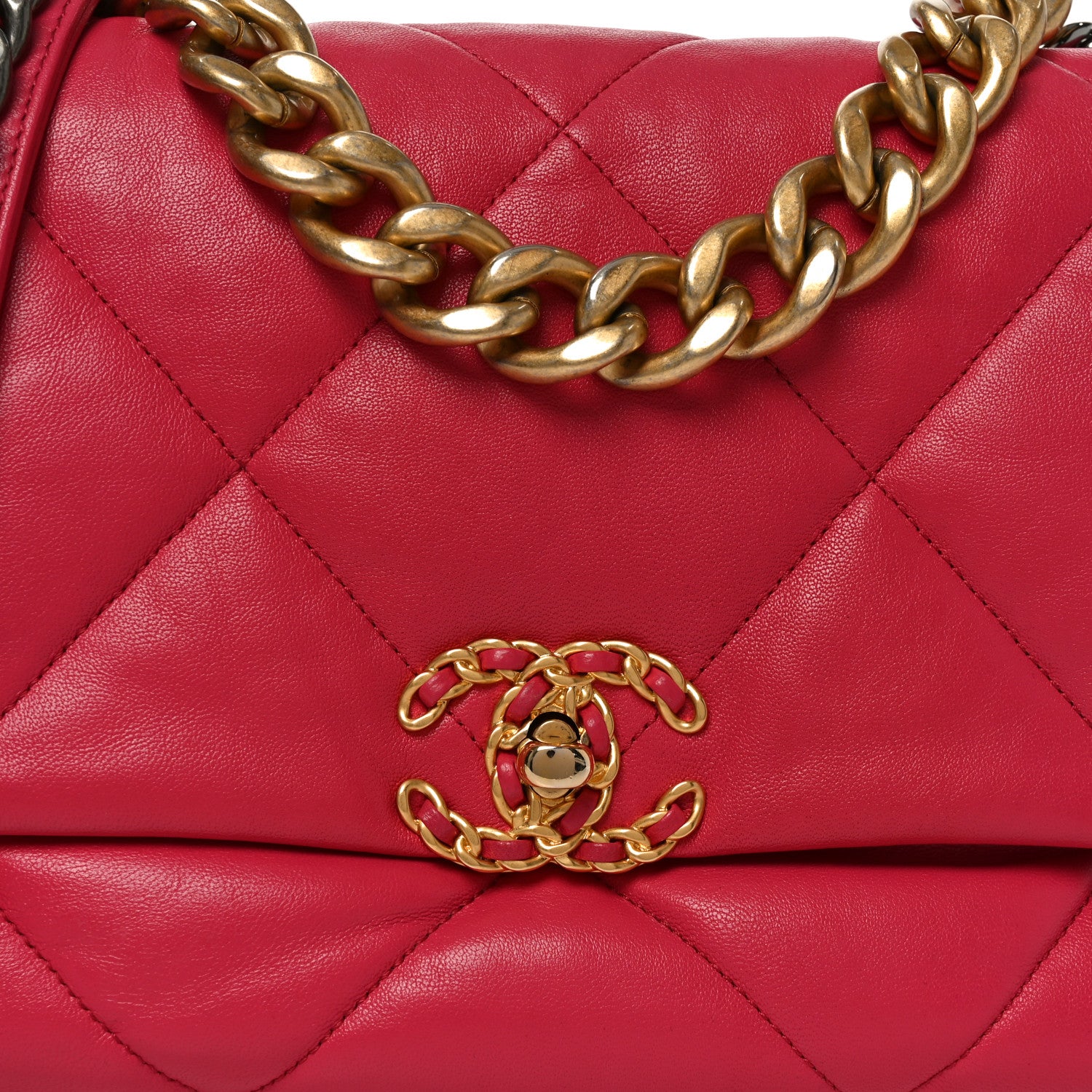 Chanel Goatskin Quilted Large Chanel 19 Flap Dark Pink 8 of 10