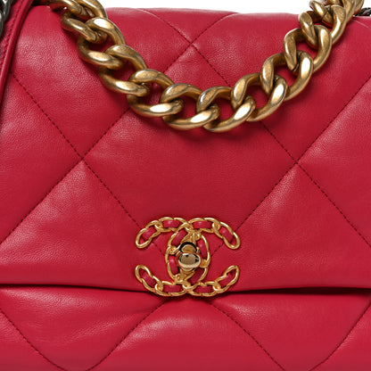 Chanel Goatskin Quilted Large Chanel 19 Flap Dark Pink 8 of 10