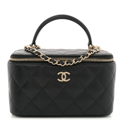 Chanel Lambskin Quilted Small Top Handle Vanity Case With Chain Black 1 of 12