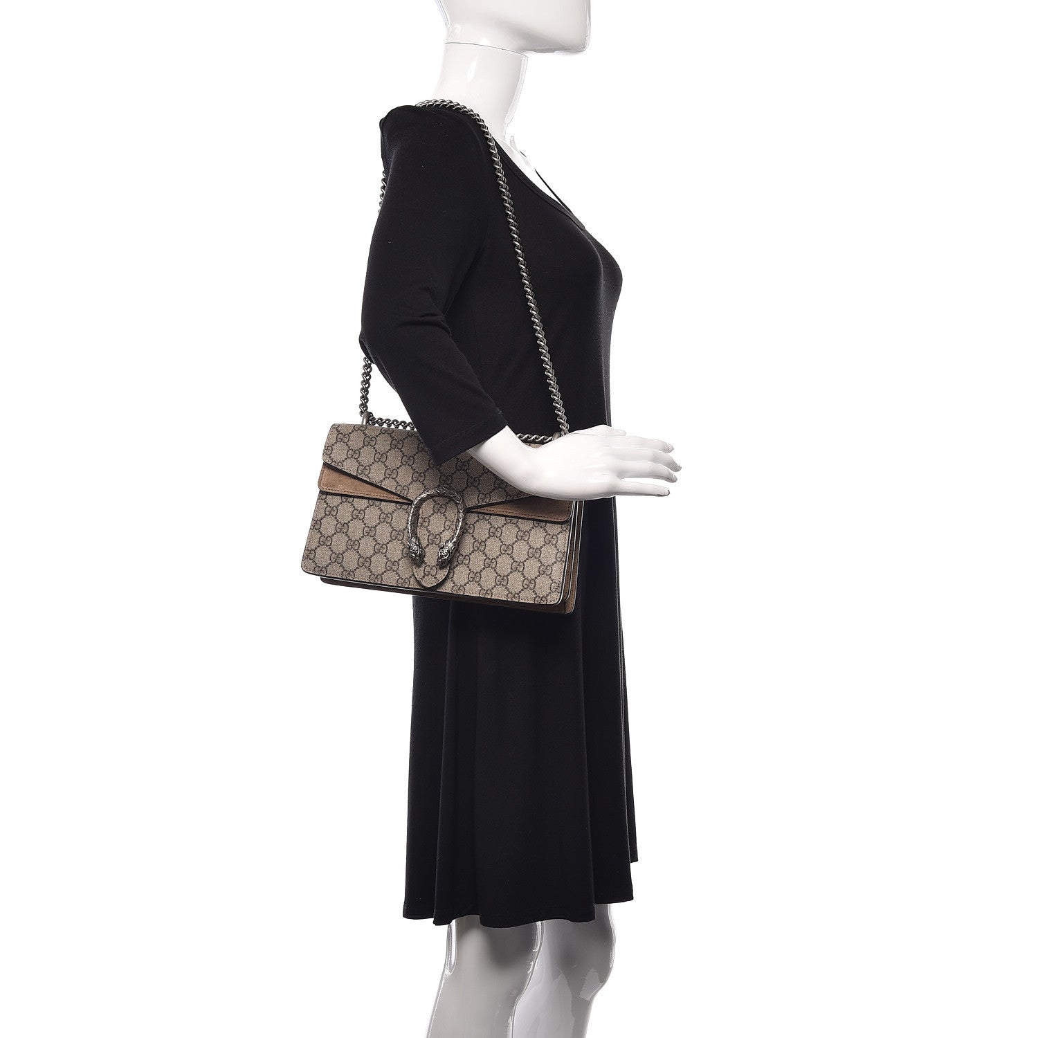 Gucci GG Supreme Monogram Small Dionysus Shoulder Bag Taupe 2 of 11