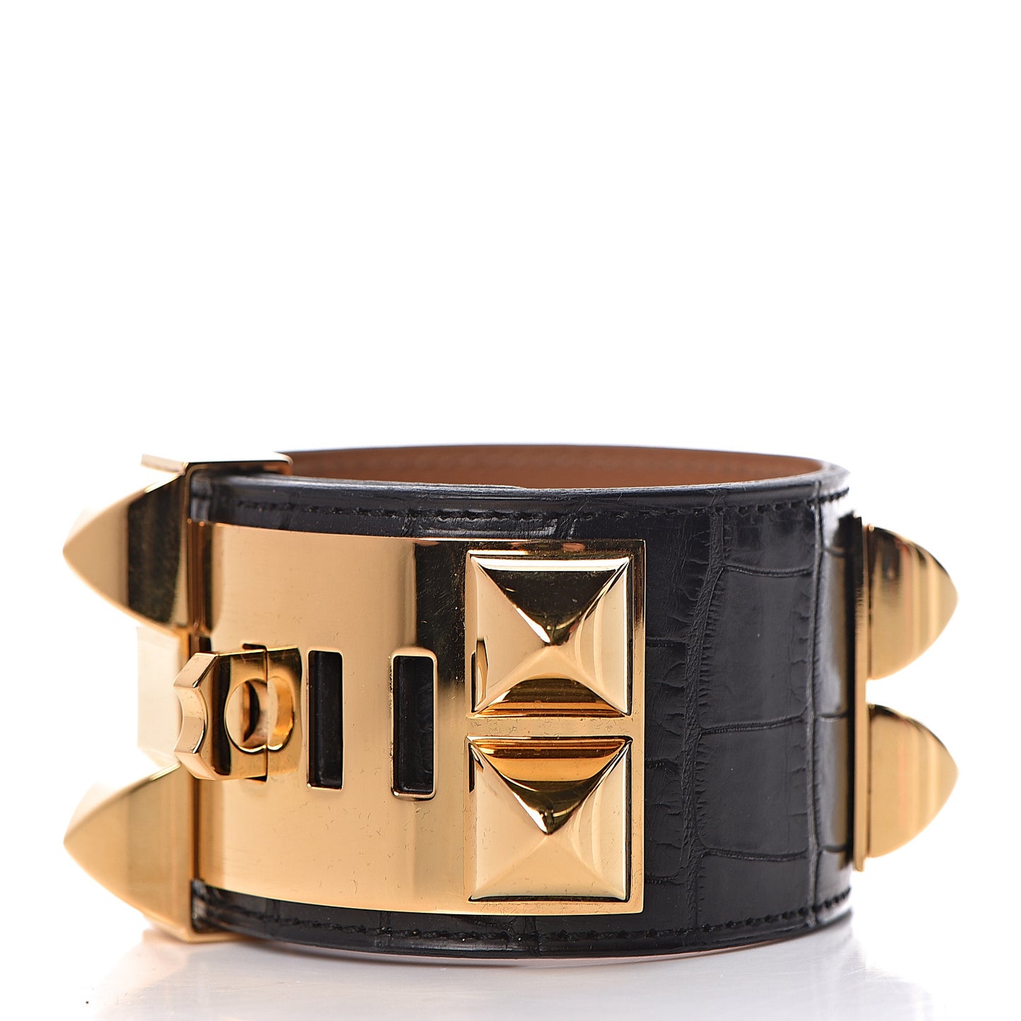 Matte Alligator Collier De Chien CDC Bracelet S Black