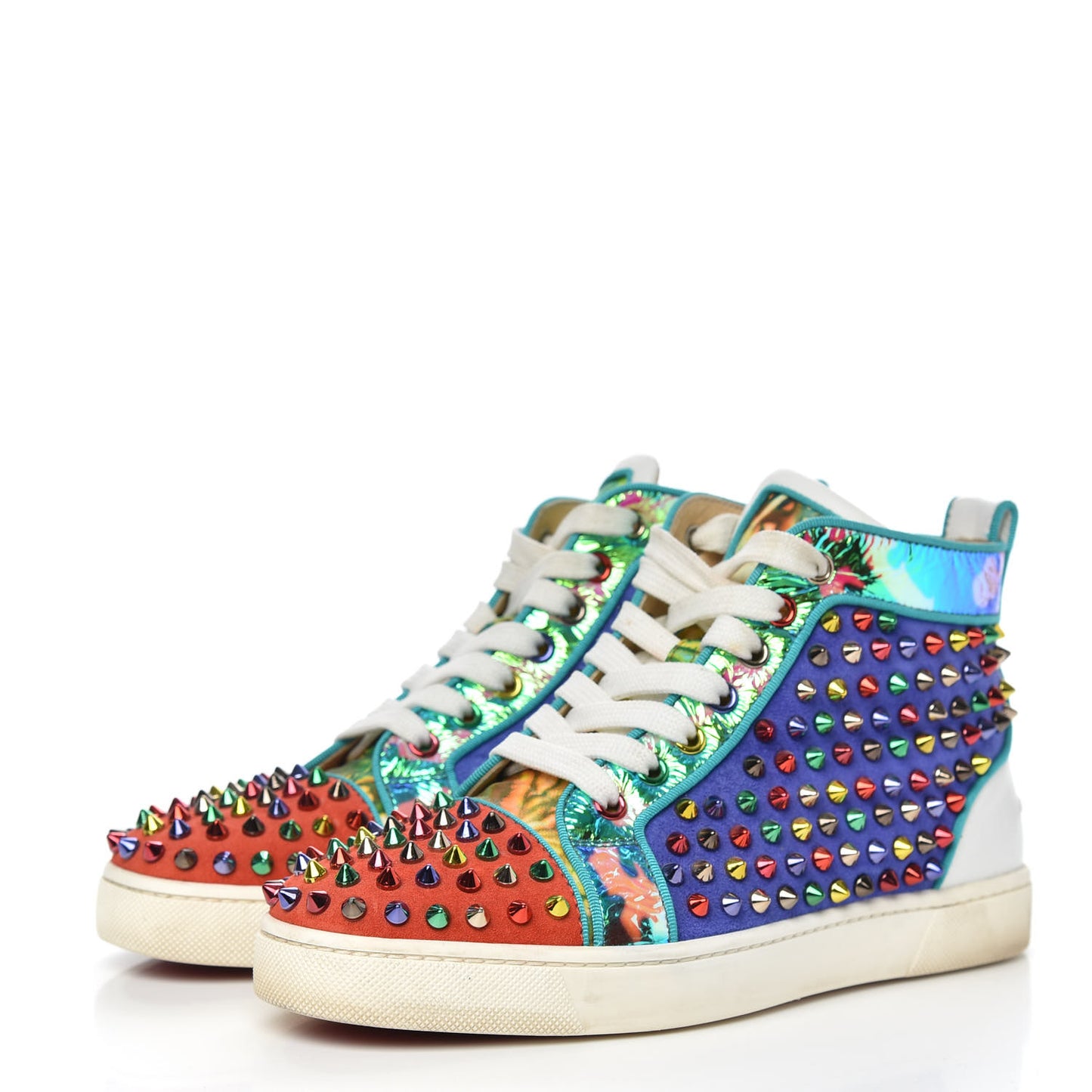 Suede Nappa Louis Pik Pik Orlato Flat Spikes Sneakers 37.5 Multicolor