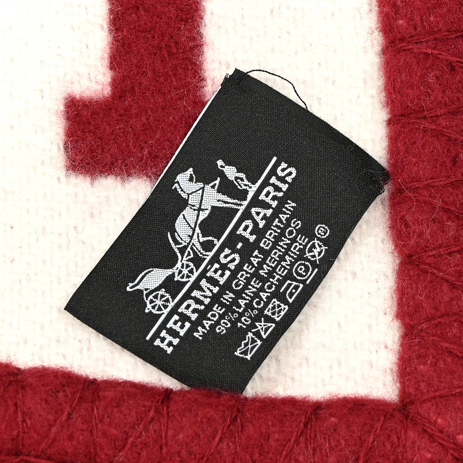 Hermes Wool Cashmere Avalon III Blanket Ecru Rouge H 3 of 4