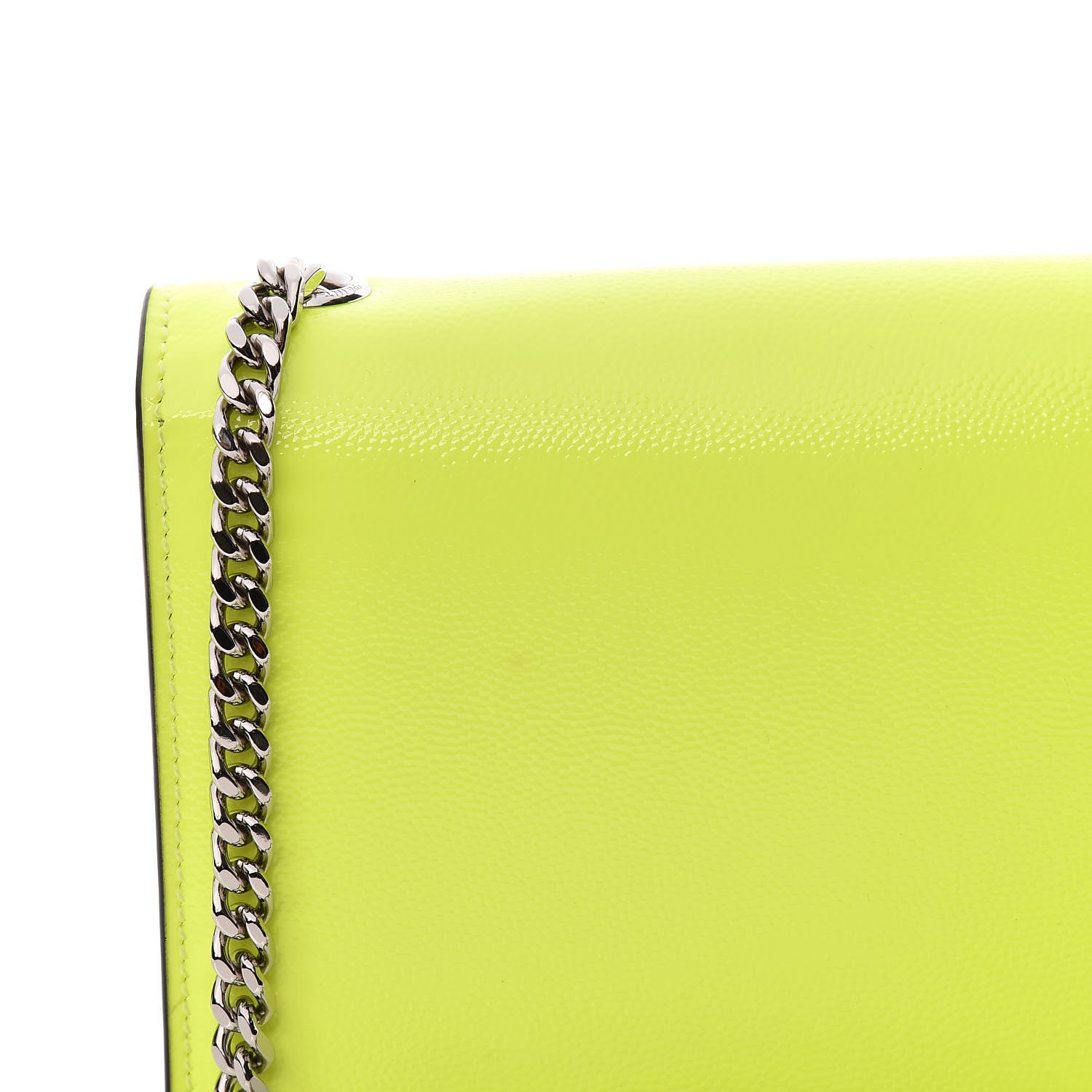Saint Laurent Patent Grain de Poudre Small Monogram Kate Satchel Neon Yellow 11 of 13