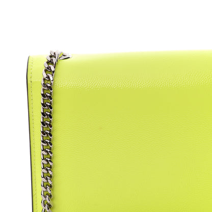 Saint Laurent Patent Grain de Poudre Small Monogram Kate Satchel Neon Yellow 11 of 13