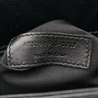 Saint Laurent Grain De Poudre Matelasse Chevron Large Monogram Satchel Black 7 of 12