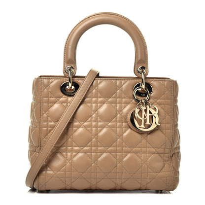 Christian Dior Lambskin Cannage Medium Lady Dior Beige 1 of 10