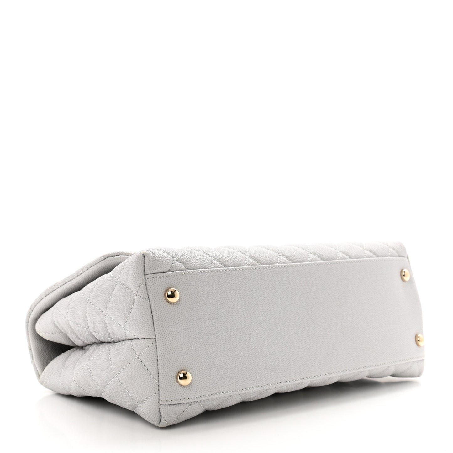 Caviar Quilted Small Coco Handle Flap Light Grey