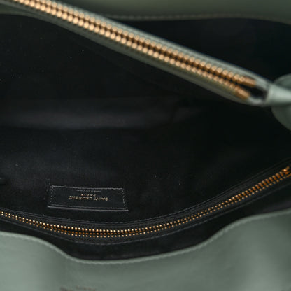 Saint Laurent Suede Y Quilted Monogram Medium Loulou Chain Satchel Vert Opaline 6 of 10