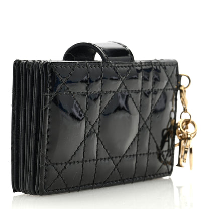 Christian Dior Patent Cannage Lady Dior 5-Gusset Card Holder Black 3 of 7