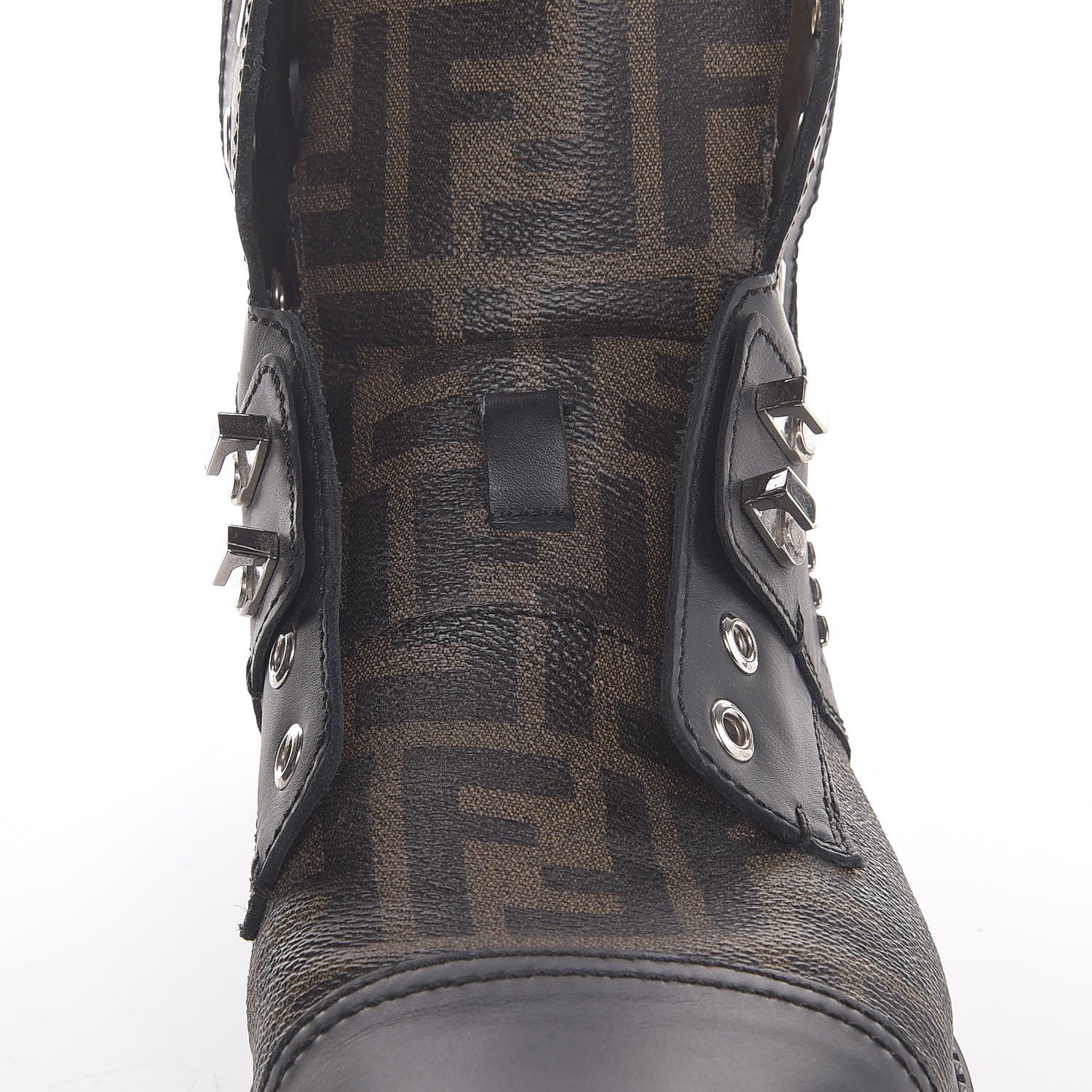 Fendi Zucca Spalmati Hiker Boots 10 Brown Black 8 of 11