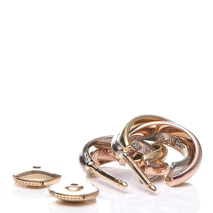 Cartier 18K Pink Yellow White Gold 13mm Trinity Hoop Earrings 3 of 8