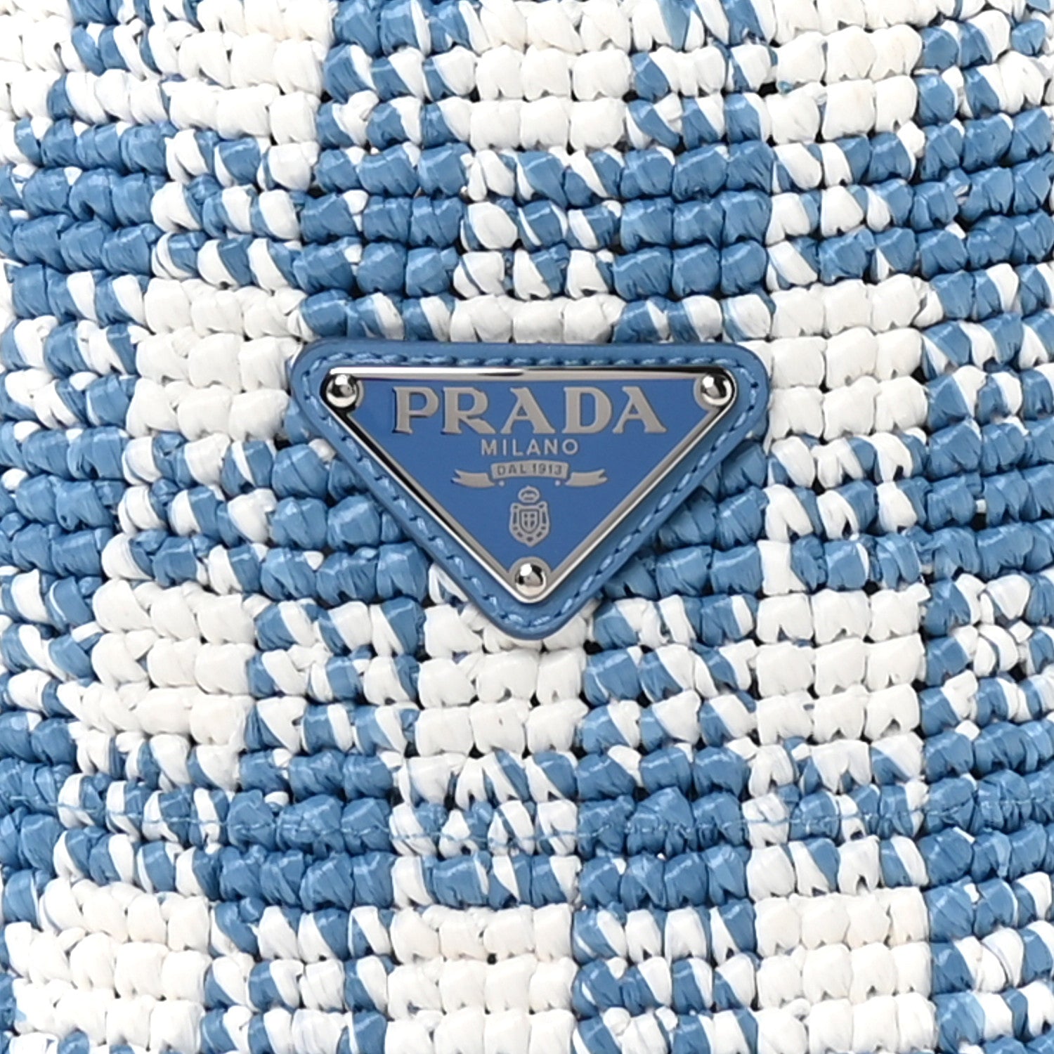 Prada Yarn Raffia Effect Crochet Triangle Bucket Hat S Celeste 3 of 8
