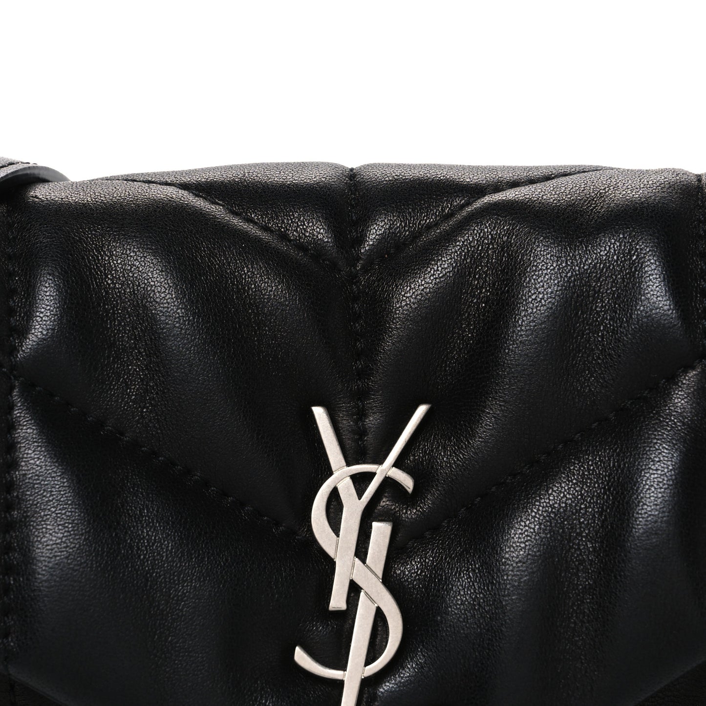 Lambskin Quilted Toy Loulou Puffer Monogram Chain Satchel Black