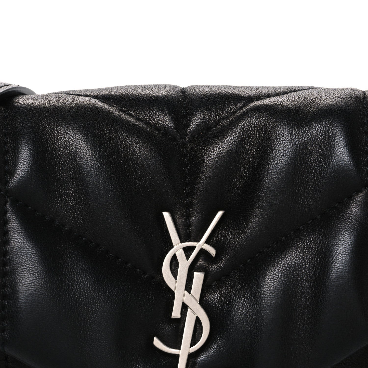 Saint Laurent Lambskin Quilted Toy Loulou Puffer Monogram Chain Satchel Black 8 of 10