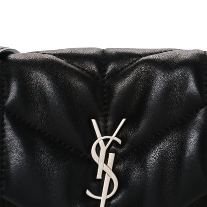 Saint Laurent Lambskin Quilted Toy Loulou Puffer Monogram Chain Satchel Black 8 of 10