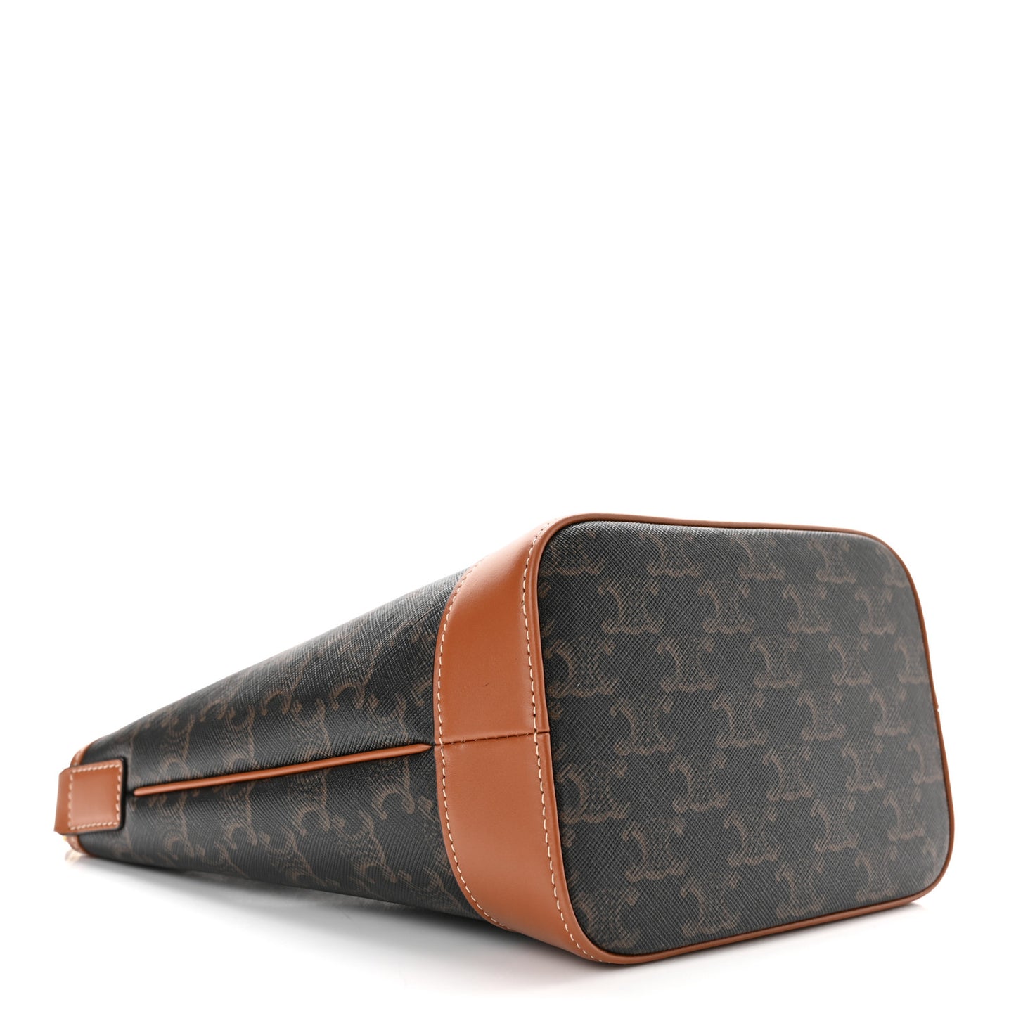 Triomphe Canvas Calfskin Small Bucket Bag Tan