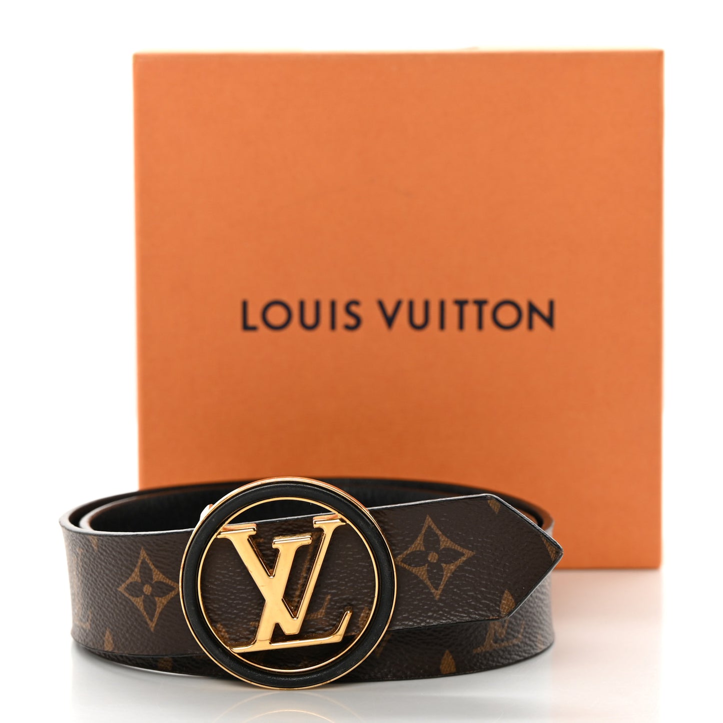 Monogram Calfskin 20mm LV Circle Reversible Belt 80 32 Black
