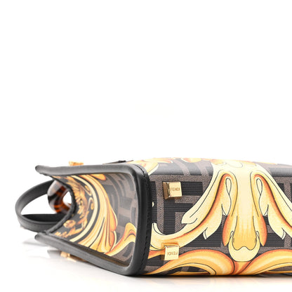 Fendi X VERSACE Vitello King Catalan Mirror Plexiglass Fendace FF Baroque Logo Mini Fendi Sunshine Shopper Tote Black Gold 8 of 10