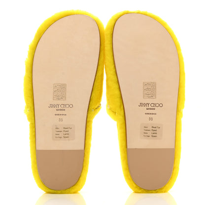 Jimmy Choo Shearling Crystal Pearl Aliette Flat Mules 38 Mimosa 5 of 8
