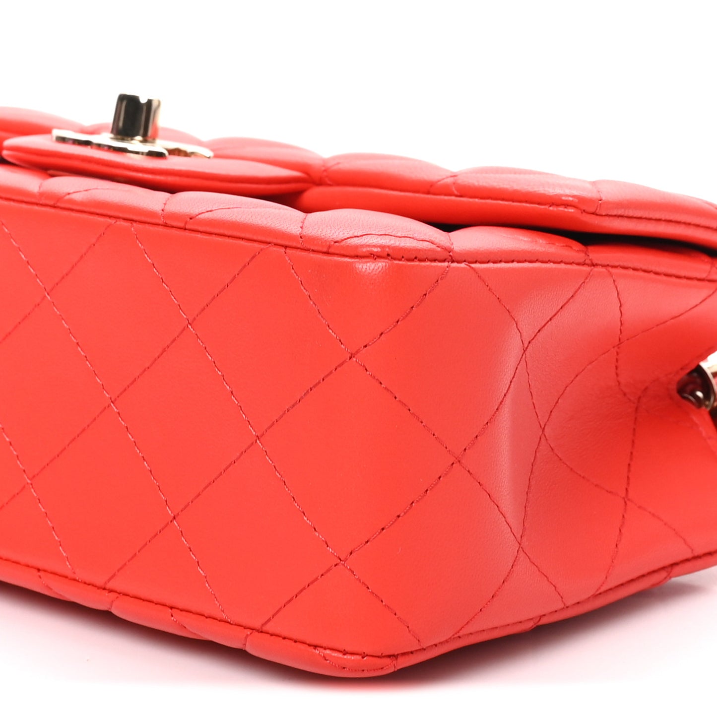 Lambskin Quilted Mini Rectangular Flap Red