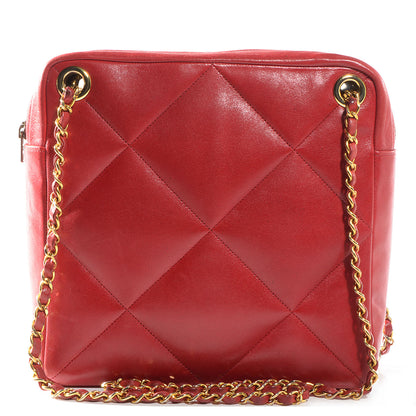 Chanel Lambskin Quilted Shoulder Bag Red 1 of 8