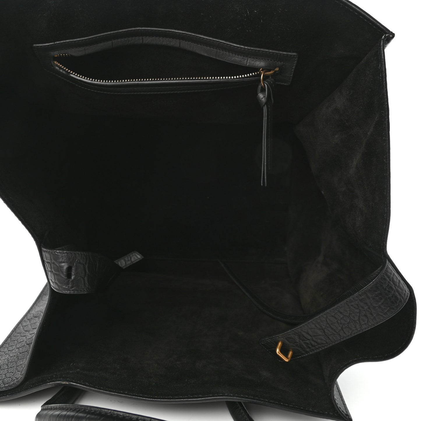 Crocodile Embossed Calfskin Medium Phantom Luggage Black
