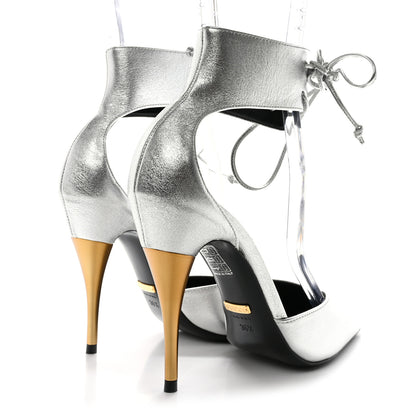 Gucci Soft Nappa Priscilla Ankle Cuff Pumps 36.5 Silver 4 of 9