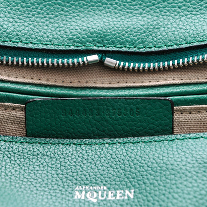 Alexander McQueen Pebbled Calfskin Large Skull Padlock Zip Around Tote Emerald 8 of 10