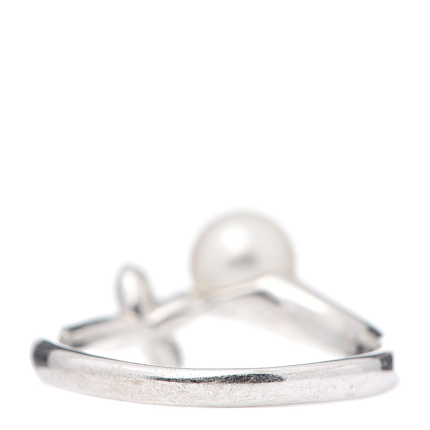 18K White Gold Diamond Akoya Pearl 6mm Flower Ring 51 5.75