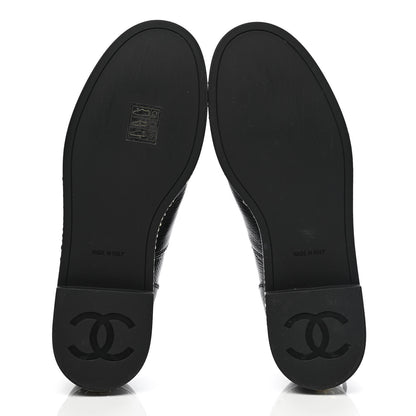 Chanel Shiny Crumpled Lambskin CC Lace Up Oxfords 35.5 Black 5 of 8