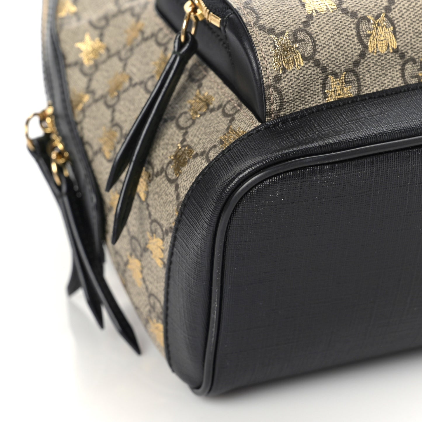 GG Supreme Monogram Bees Print Small Day Backpack Beige Oro Black
