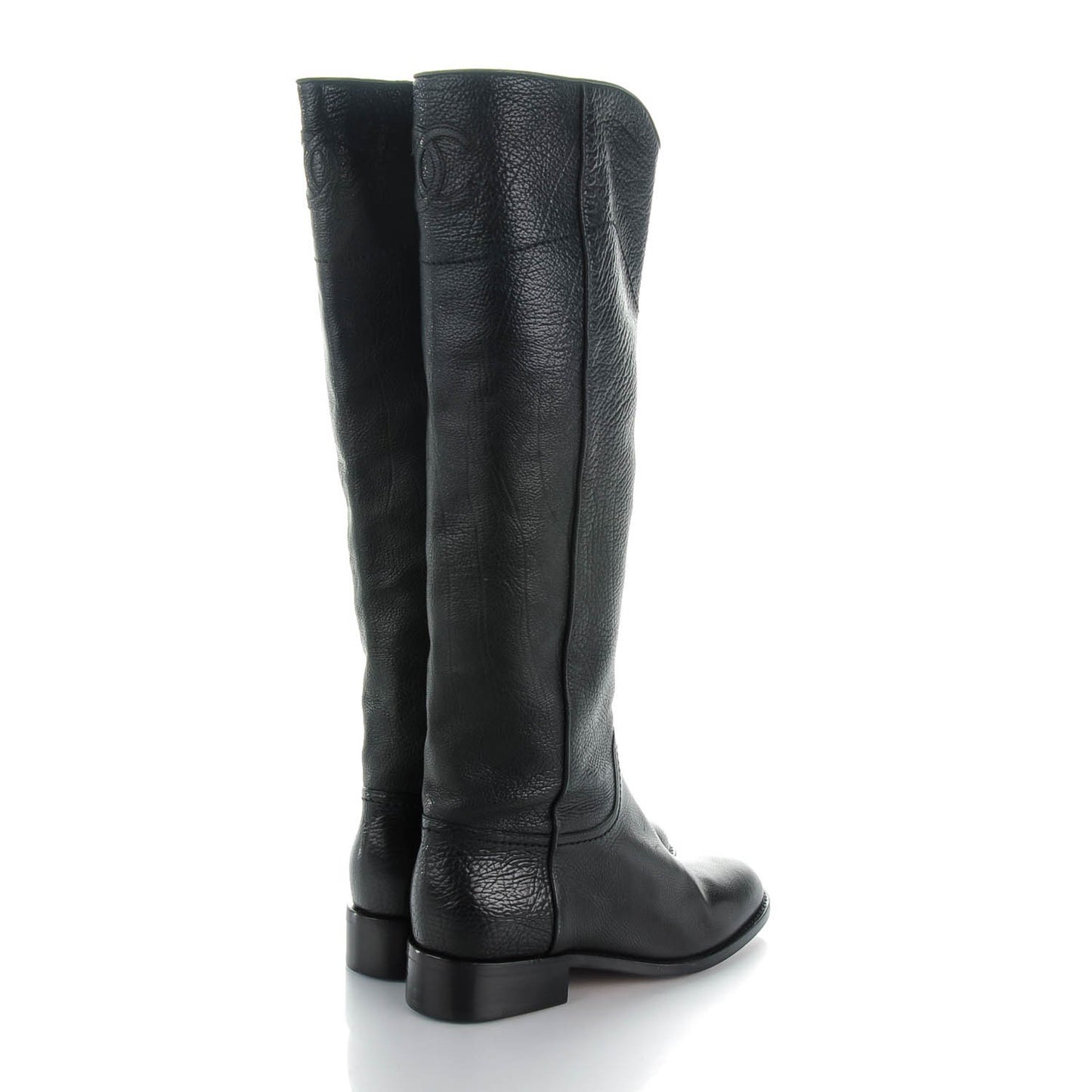 Calfskin Ascot Riding Boots 35.5 Black