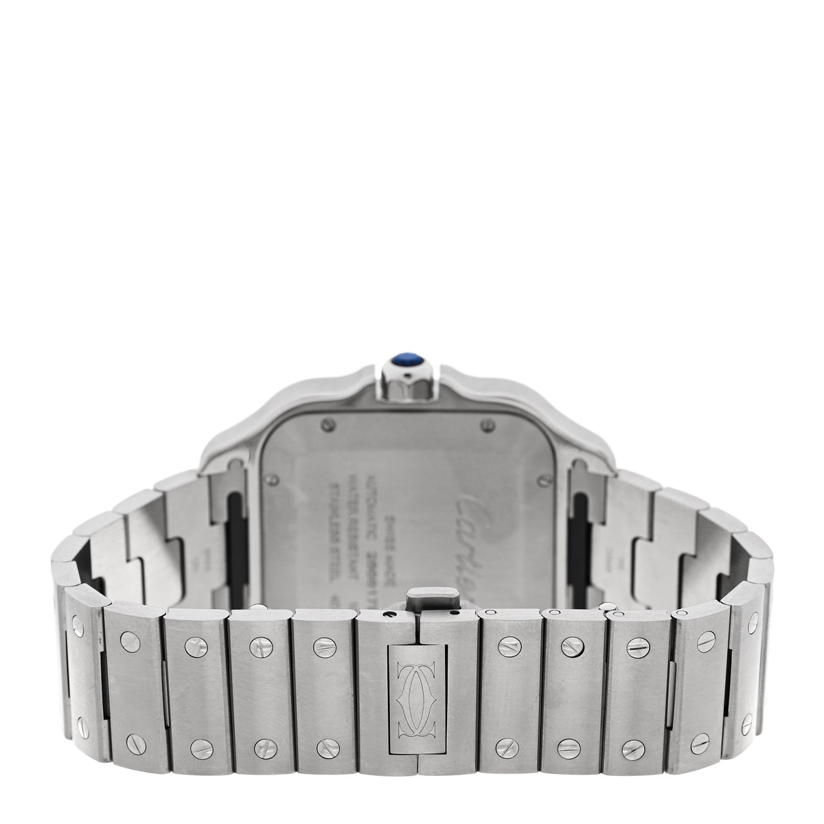 Cartier Stainless Steel Alligator 39.8mm Santos De Cartier Automatic Watch Blue 3 of 5