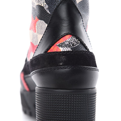 Louis Vuitton Suede Calfskin Damier Azur Overcloud Platform Desert Boots 36.5 Black 6 of 10
