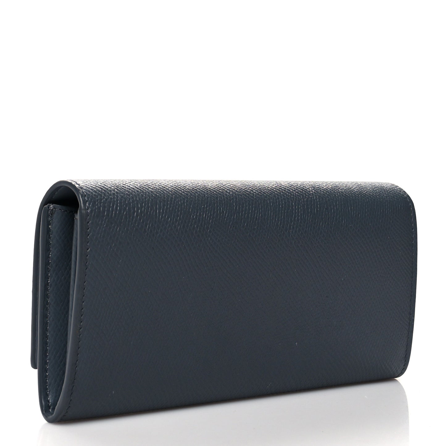 Grained Calfskin Large Flap Wallet Grey