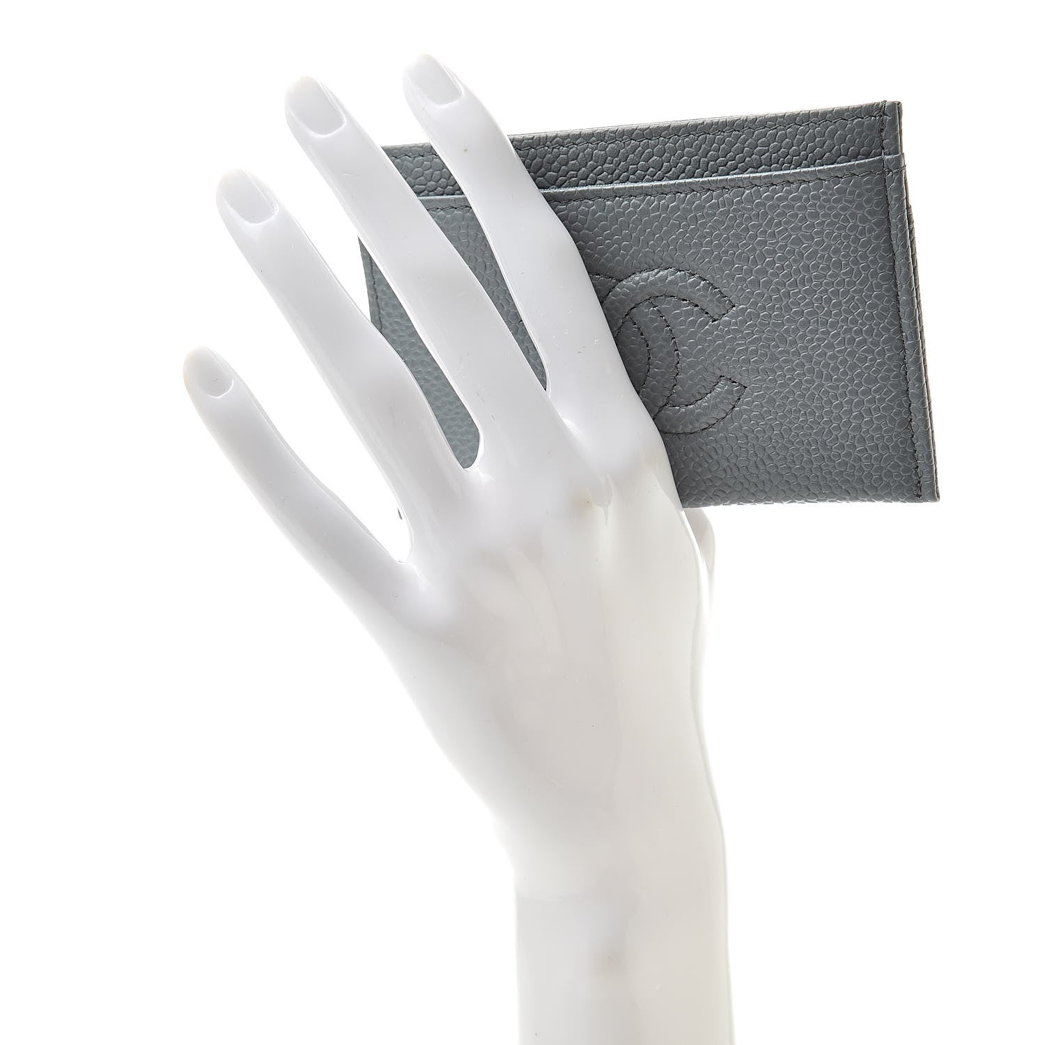 Chanel Caviar Timeless CC Card Holder Wallet Grey 2 of 10