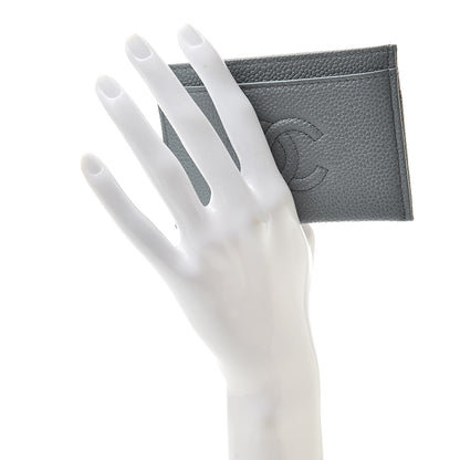 Chanel Caviar Timeless CC Card Holder Wallet Grey 2 of 10