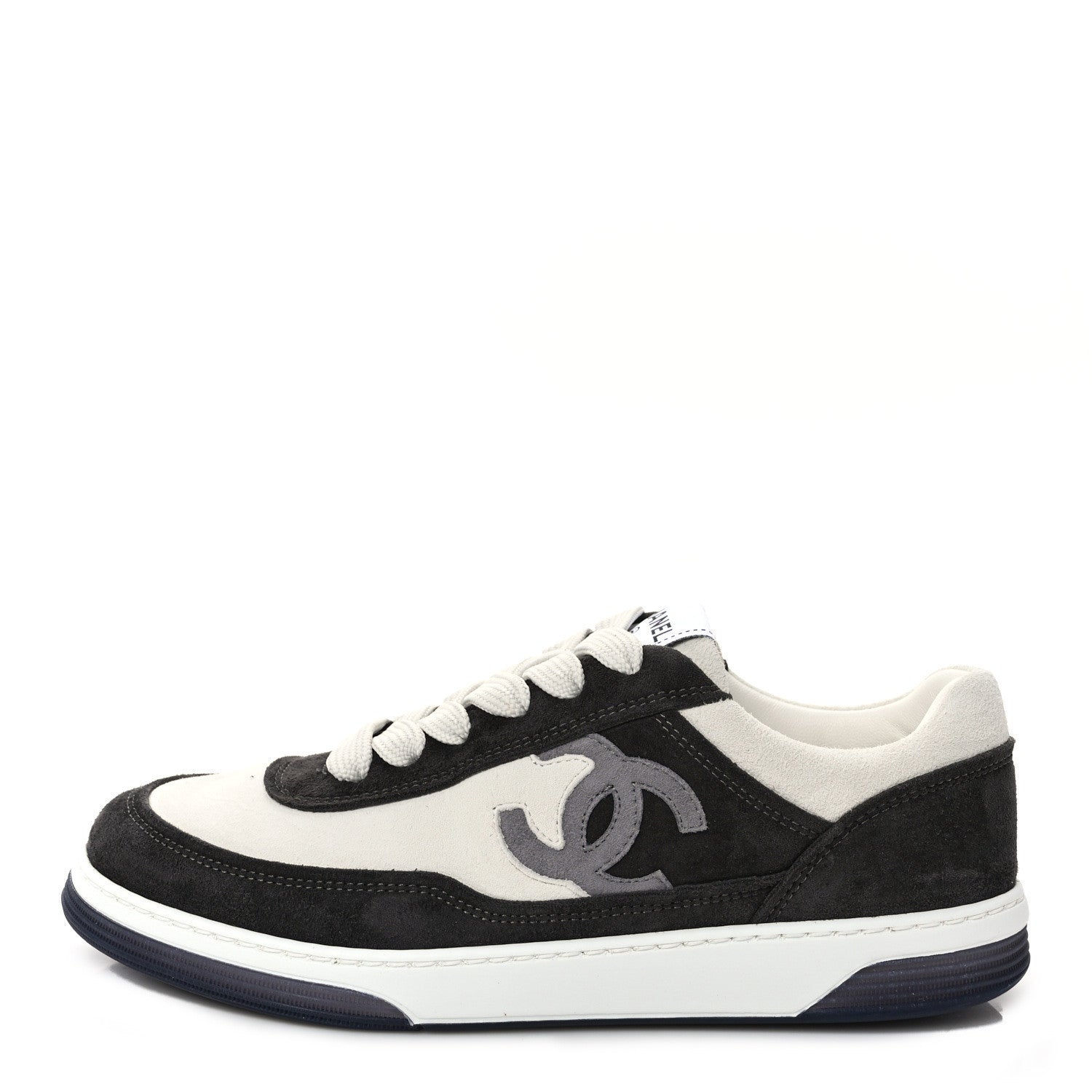 Chanel Suede Kidskin Womens CC Sneakers 36.5 Black White 1 of 9