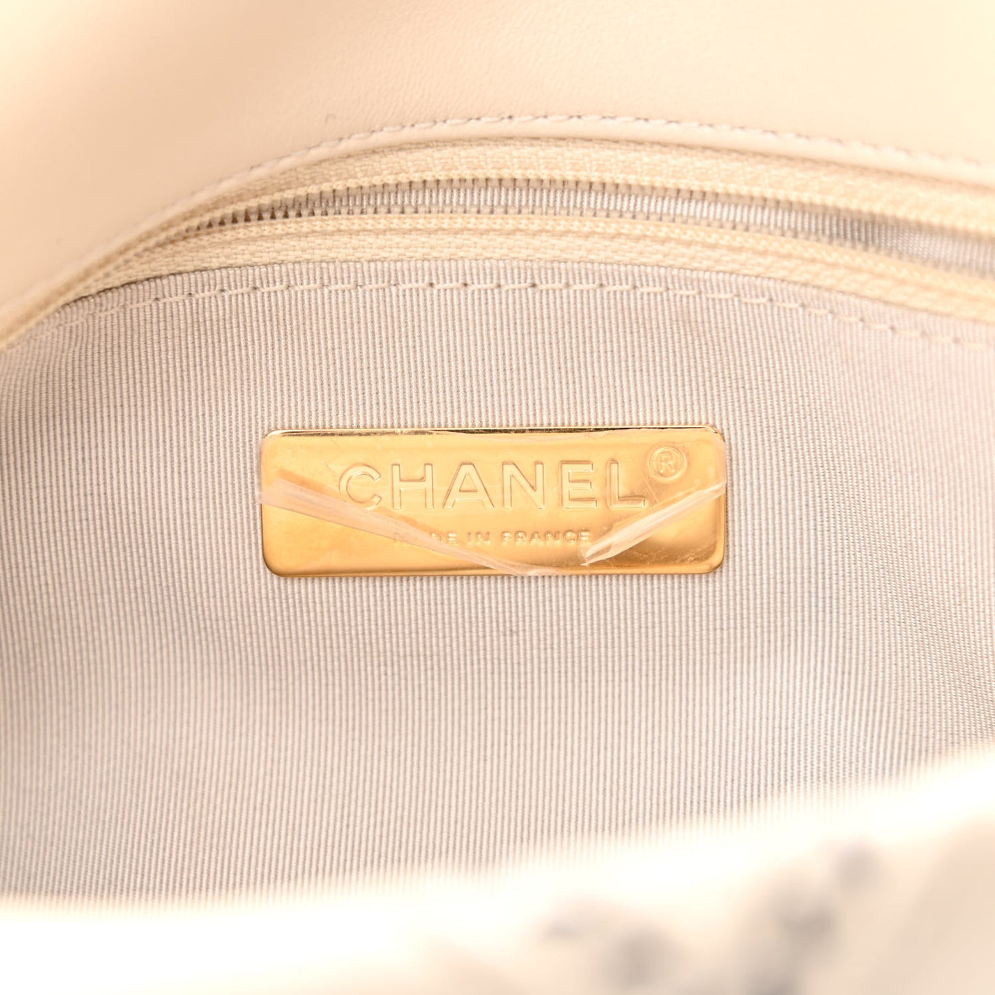 Lambskin Mixed Fibers Quilted Medium Chanel 19 Flap Beige