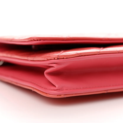 Chanel Patent Calfskin Quilted Wallet On Chain WOC Pink 10 of 15